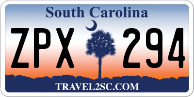 SC license plate ZPX294