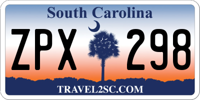 SC license plate ZPX298