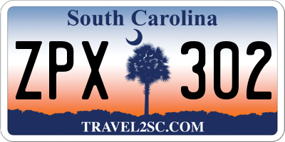 SC license plate ZPX302
