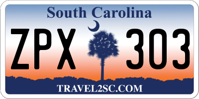 SC license plate ZPX303