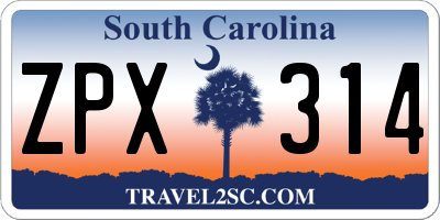 SC license plate ZPX314