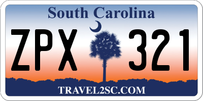 SC license plate ZPX321