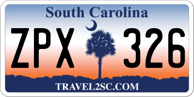 SC license plate ZPX326