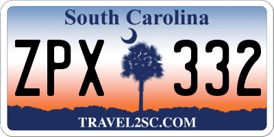 SC license plate ZPX332