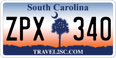 SC license plate ZPX340