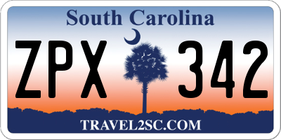 SC license plate ZPX342