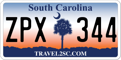 SC license plate ZPX344