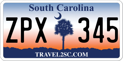 SC license plate ZPX345