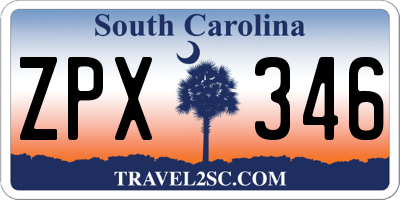 SC license plate ZPX346