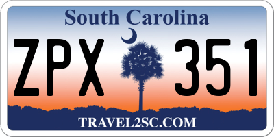 SC license plate ZPX351