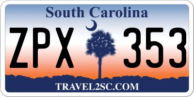 SC license plate ZPX353