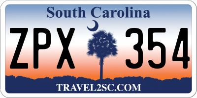 SC license plate ZPX354