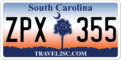 SC license plate ZPX355