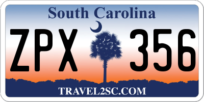 SC license plate ZPX356