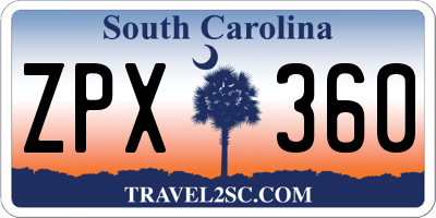 SC license plate ZPX360