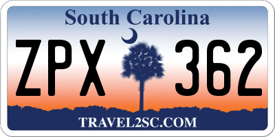 SC license plate ZPX362