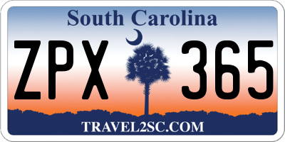 SC license plate ZPX365