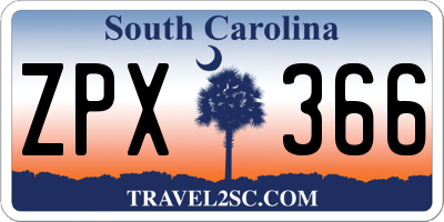 SC license plate ZPX366