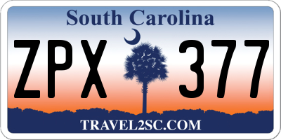 SC license plate ZPX377