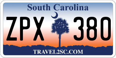 SC license plate ZPX380