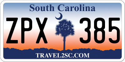 SC license plate ZPX385