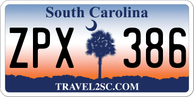 SC license plate ZPX386