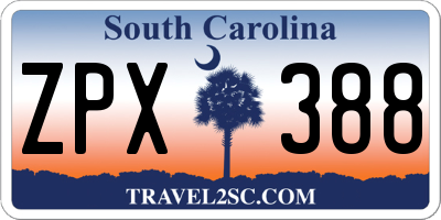 SC license plate ZPX388