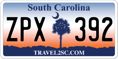 SC license plate ZPX392