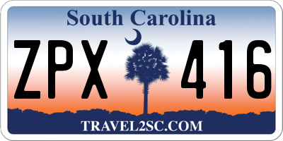 SC license plate ZPX416