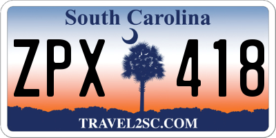 SC license plate ZPX418