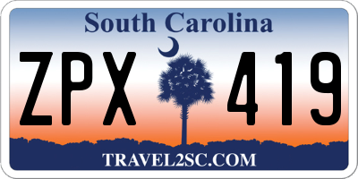 SC license plate ZPX419