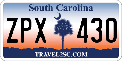 SC license plate ZPX430