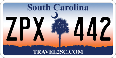SC license plate ZPX442