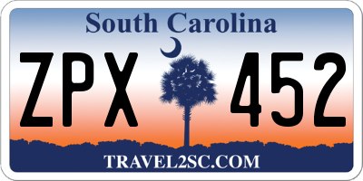SC license plate ZPX452