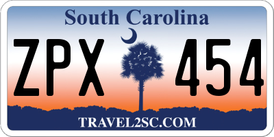SC license plate ZPX454