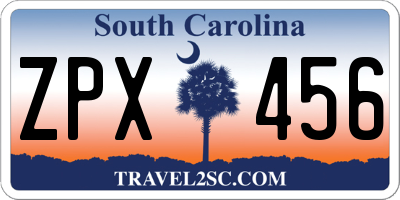SC license plate ZPX456