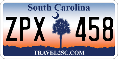 SC license plate ZPX458