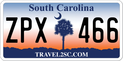 SC license plate ZPX466