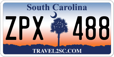 SC license plate ZPX488