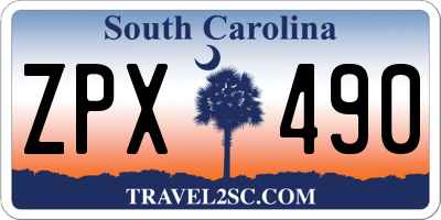 SC license plate ZPX490