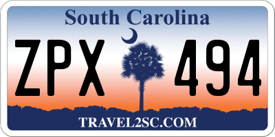 SC license plate ZPX494