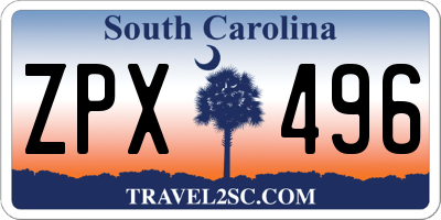 SC license plate ZPX496
