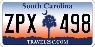 SC license plate ZPX498