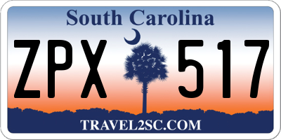 SC license plate ZPX517