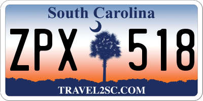 SC license plate ZPX518