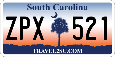 SC license plate ZPX521