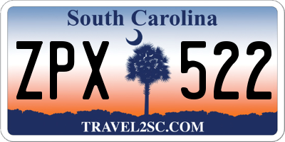 SC license plate ZPX522