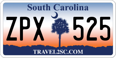 SC license plate ZPX525