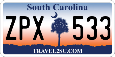 SC license plate ZPX533