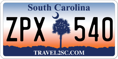 SC license plate ZPX540